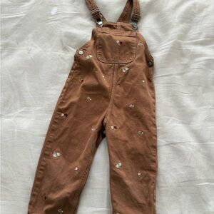 Zara Brown Kids Overalls with Floral Details